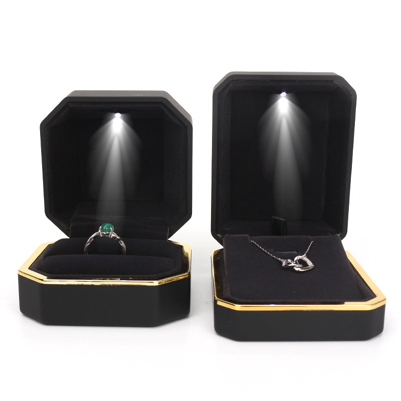 High end LED light jewelry box, illuminated proposal ring box, jewelry