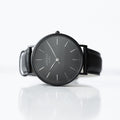 Modern Font Engraving - Men's Minimalist Watch + Jet Black Strap