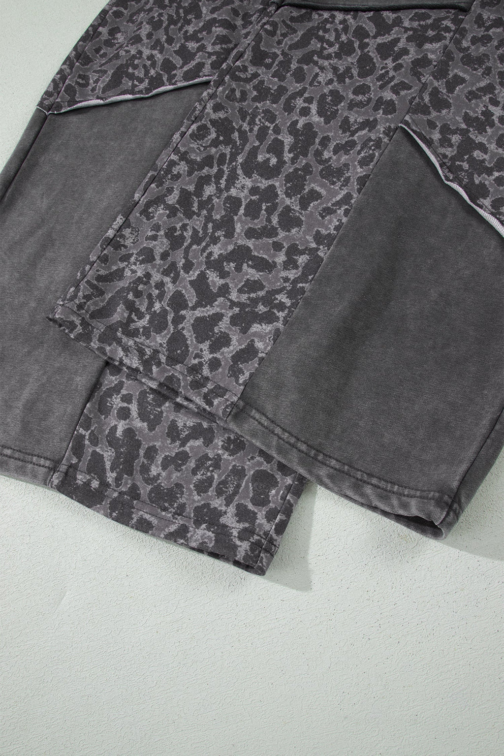 Plus Size Leopard Patchwork Wide Leg Pants