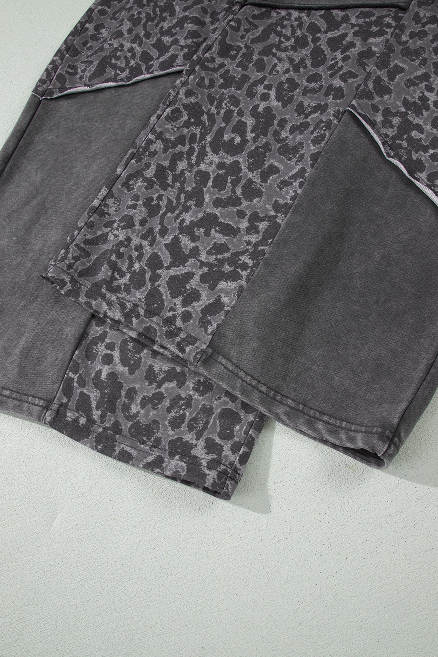 Plus Size Leopard Patchwork Wide Leg Pants