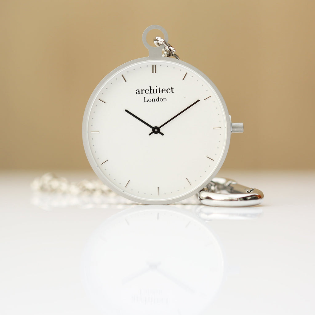 Modern Pocket Watch Silver - Modern Font Engraving