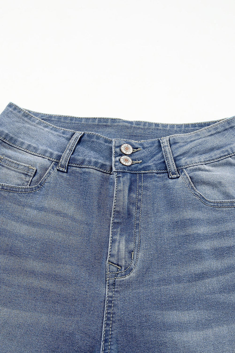 Buttoned High Waist Raw Hem Skinny Jeans